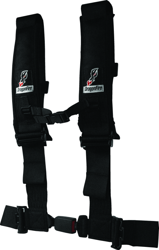 Polaris UTV Seat Belt Harness - DragonFire Racing - H-Style, 4-Point, EZ-Adjust, 3in Buckle - Black - `15-`19